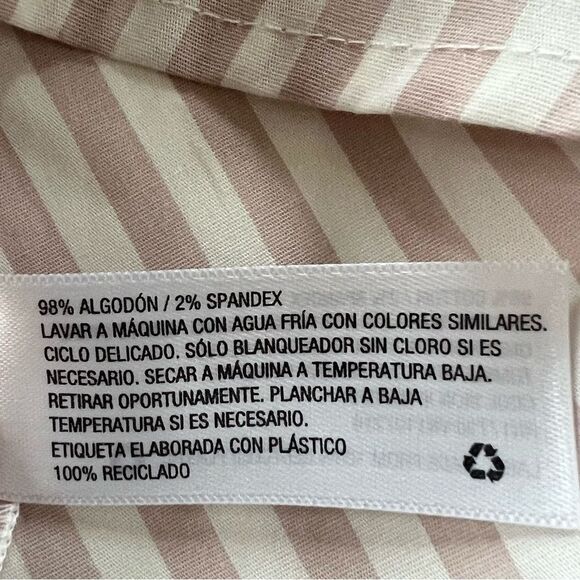 A New Day Taupe striped Balloon Sleeve Quarter Button Blouse XL - Picture 6 of 13